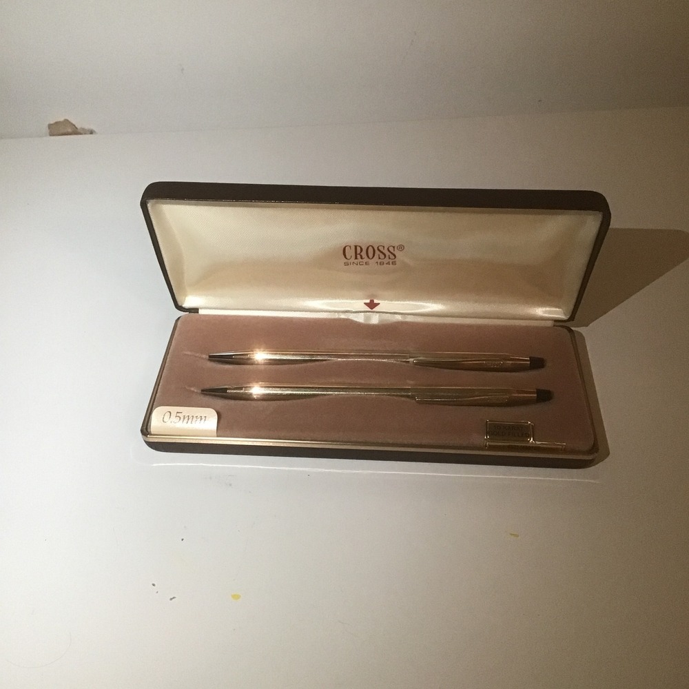 NOS VTG Cross Century 10K Gold Filled Ballpoint Pen and 0.5mm Pencil Set w Case